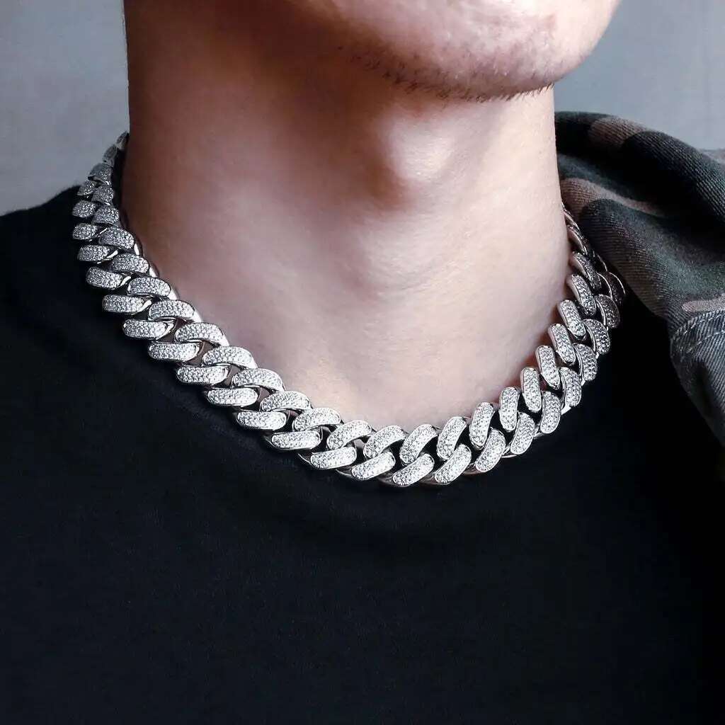 18Inch k Gold Plated Miami Two Tone Moissanite Cuban Chain Vvs1 for Mans Hiphop Jewelry