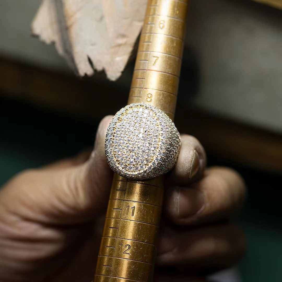 Limited Edition Large Oval Moissanite Ring Unique 10KT-14KT Gold Plated Silver Hip Hop Jewelry for Any Occasion