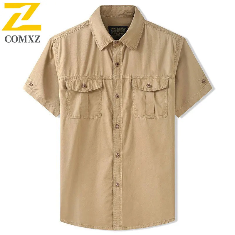 short sleeved mens summer highquality cotton comfortable breathable cargo shirt street Harajuku 250312
