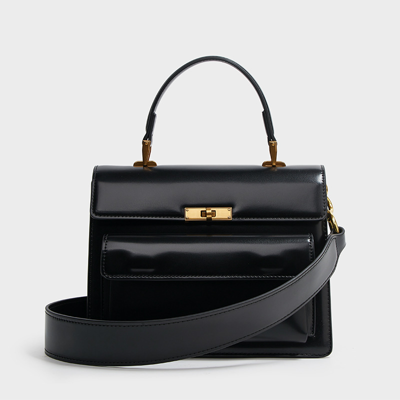 2024 Genuine Leather Women's Fashionable And High-End Briefcase, Commuting Handbag, One Shoulder Diagonal Cross Organ Bag