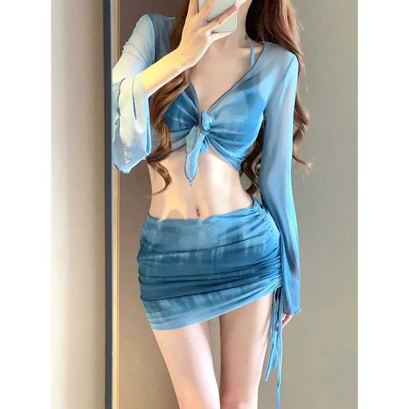 Swimsuit womens bikini three piece set split new style fashionab tight fitting style hollow environmentally friendly seaside swimsuitXJ250315