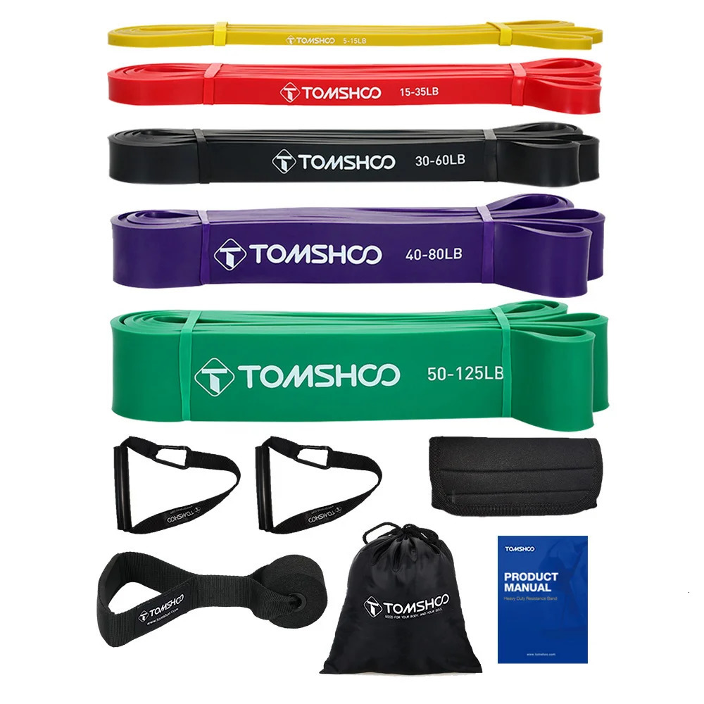 5 packs of pullup assist straps resistance bands strength training and stretching with door anchors handles 250314