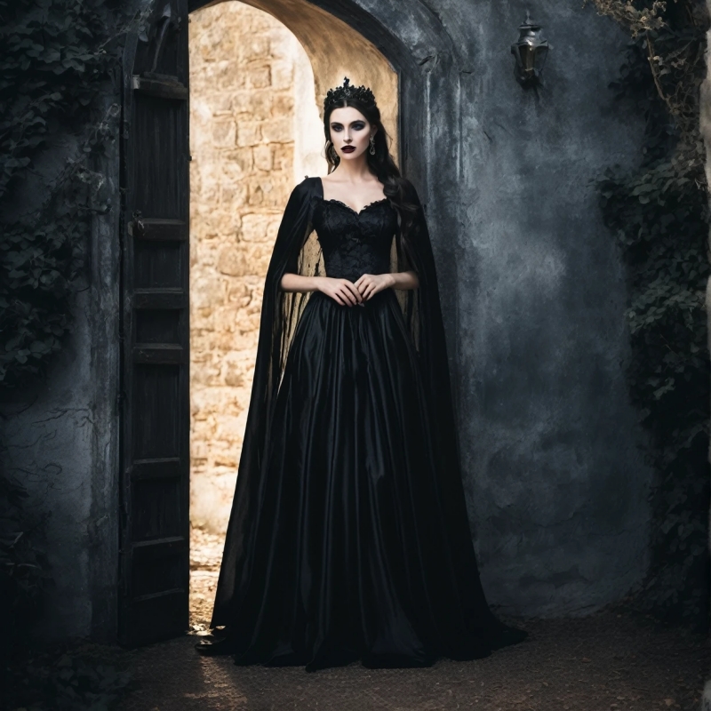 2025 Black A-Line Gothic Wedding Dresses With Long Wrap Sweetheart Corset Vintage Bridal Gown Back Lace-Up
