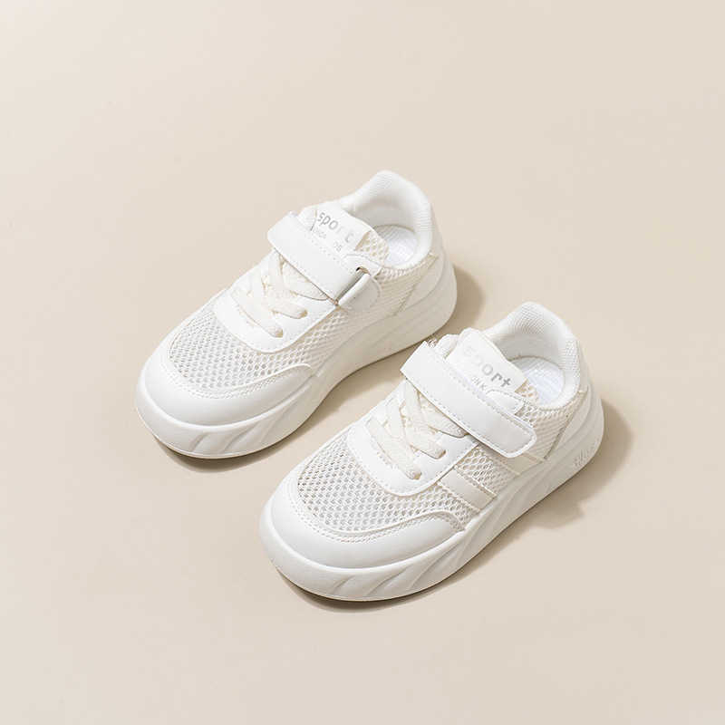 Athletic Outdoor Childrens summer mesh shoes with breathable mesh surface 2025 new girls sports shoes anti slip soft sole student white shoes summer v