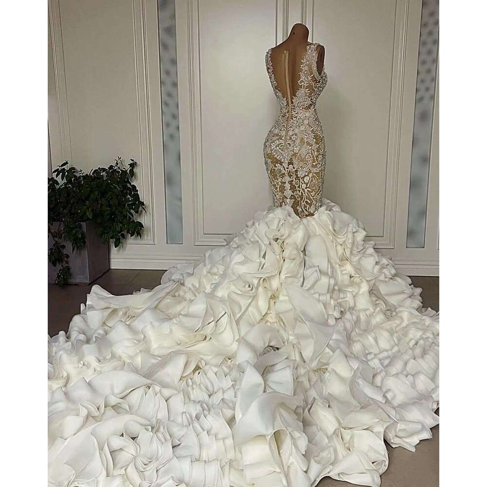 the mermaid dress appliques pearls lace strapless wedding big size novia dresses custom color