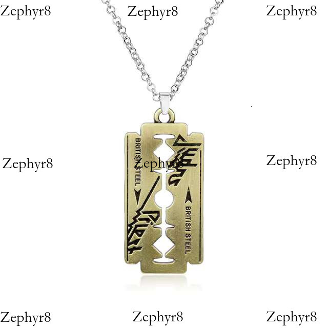 Hip Hop Rock Band Judas Priest Blade Razor Shape Pendant Long Chain Men Metal Necklace