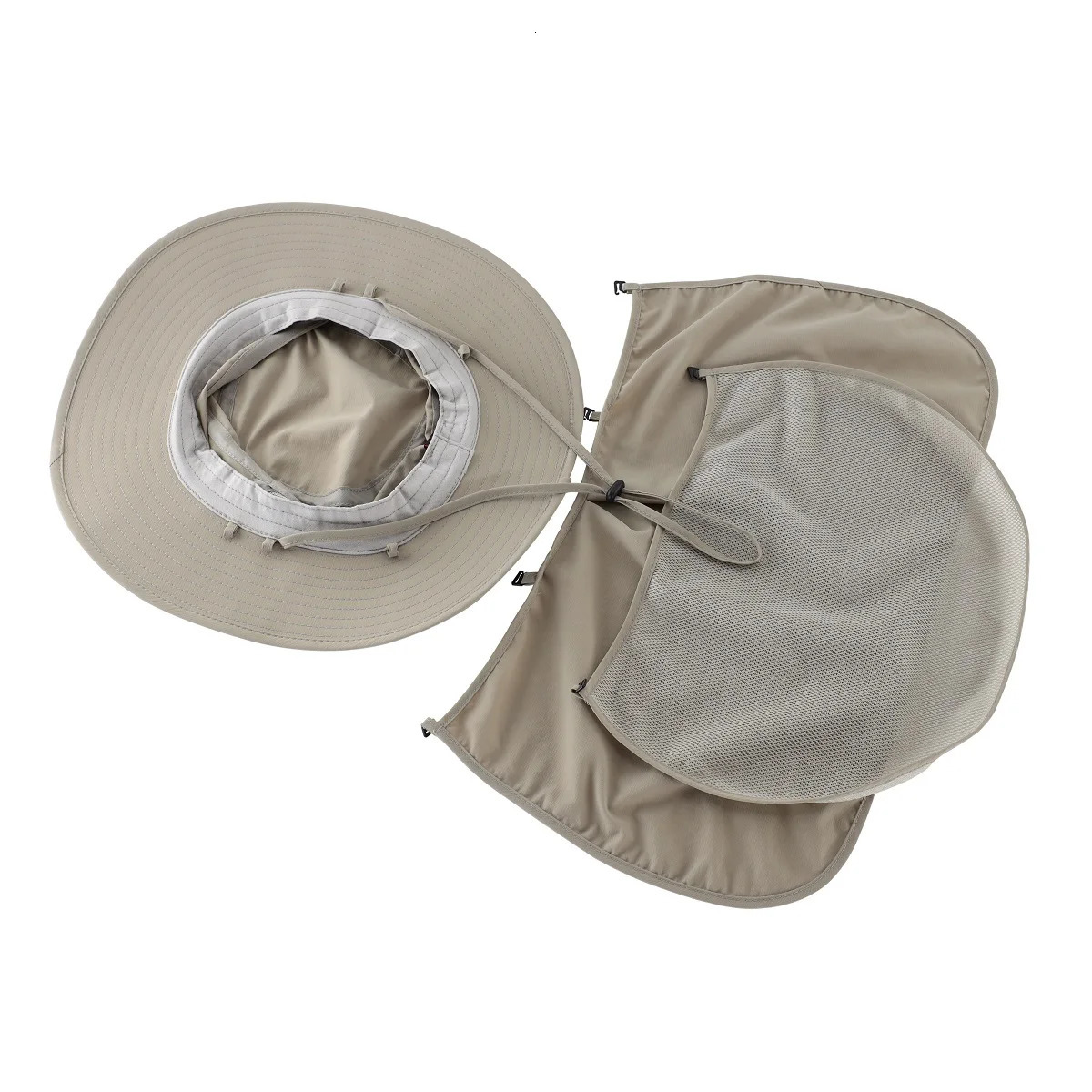 Connectyle Mens Women UPF50 Sun Protection Hat Wide Brim Lightweight Detachable Fishing Hat with Neck Flap Face Cover Outdoor 250314