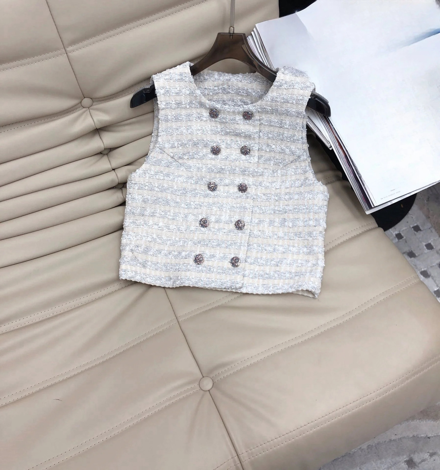Womens Small perfume Style Copper Flower Vest Top High Waist Pants Two Piece Set 250313