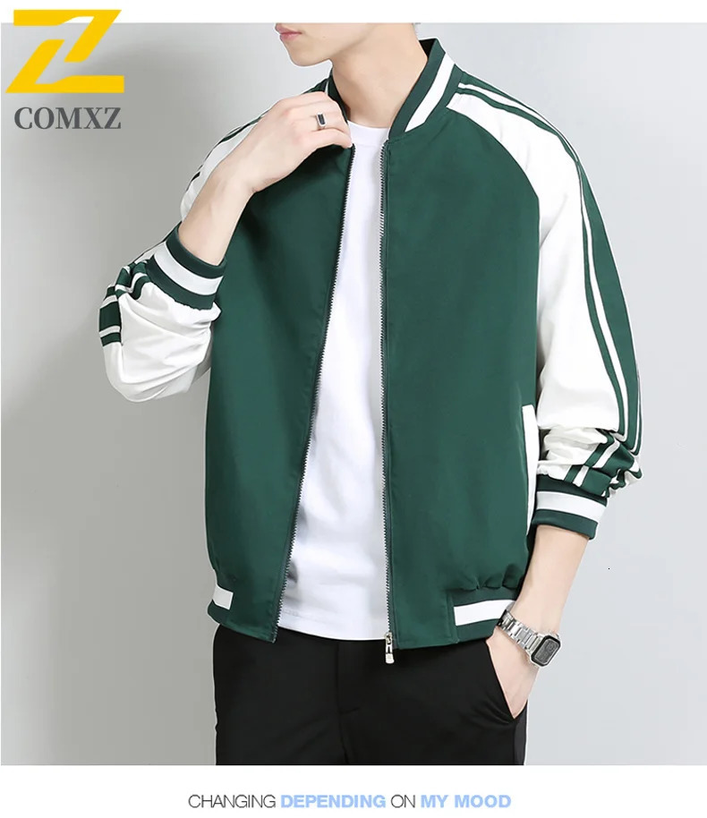 High quality baseball jacket mens autumn casual striped color contrast windproof Korean street loose 250312