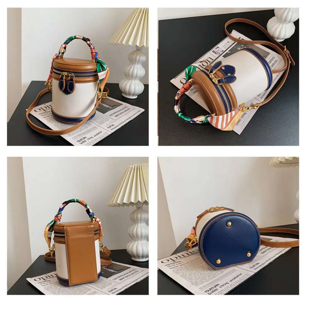 Fashion Women PU Leather Portable Cyder Bucket Crossbody Large Capacity Hand Bag For Travel Shopping