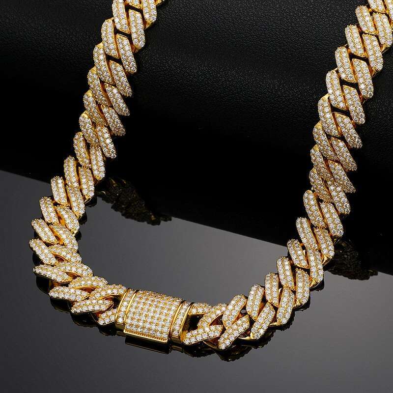 14MM Unisex VVS1 Full Moissanite Cuban Chain Necklace for Man Women Sterg Sier Hip Hop Jewelry Gifts High Quality 2025