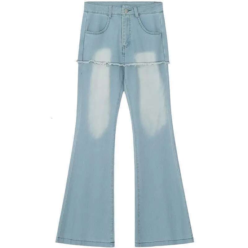 Summer New Korean Fashion Fake Two Piece Spliced Skirt High Waist Slimming Straight Pants Flare Jeans Women Clothing