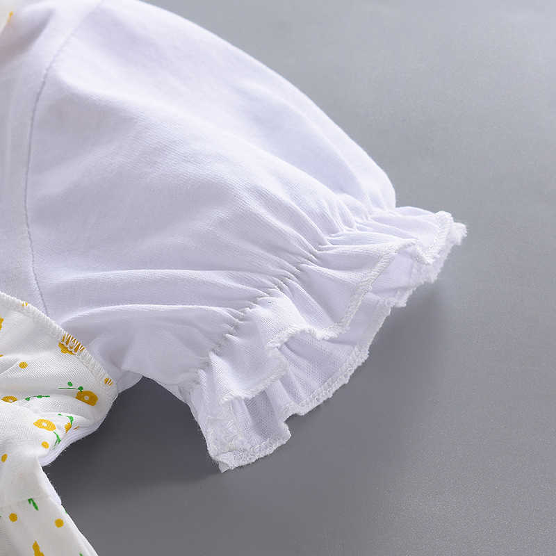 Girl's Dresses Girls' dress 2025 summer new short sleeved thin style western-style baby girl fake two-piece suspender floral dress