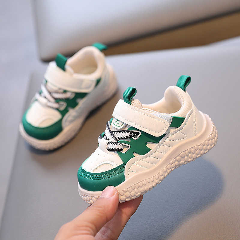 Athletic Outdoor Spring and Autumn baby soft soled walking shoes casual board shoes anti slip breathable sports shoes white shoes childrens Korean ver