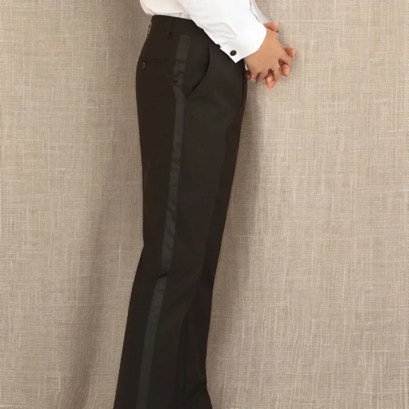 1 piece of satin striped suit pants slim fit suitable for black formal mens wedding dresses used parties 250313