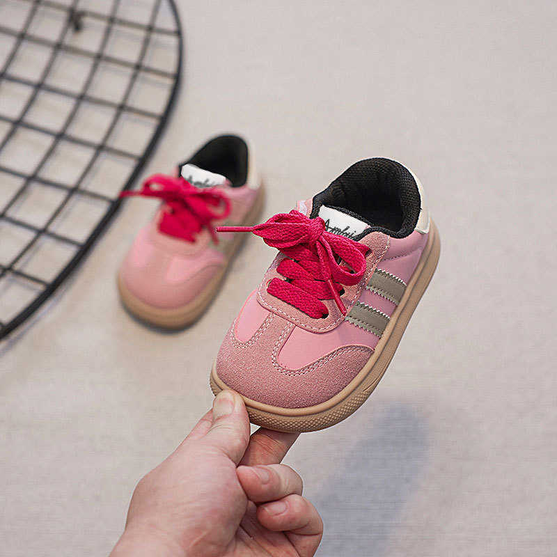 Athletic Outdoor Childrens sports boys non slip soft sole casual striped board girls white baby color blocked shoes childrens shoes C260130