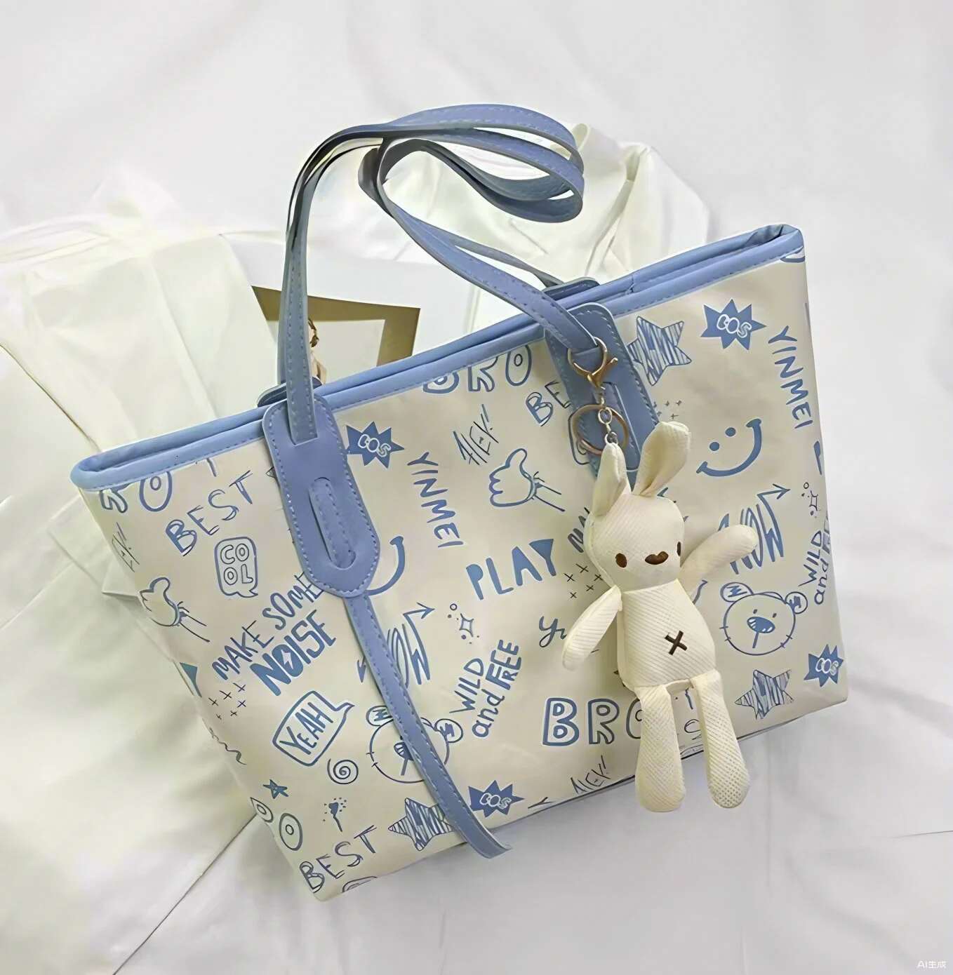 Tote For Women Large Printed Everyday Travel Top Handle Handbag Shoulder Bag With Pendant