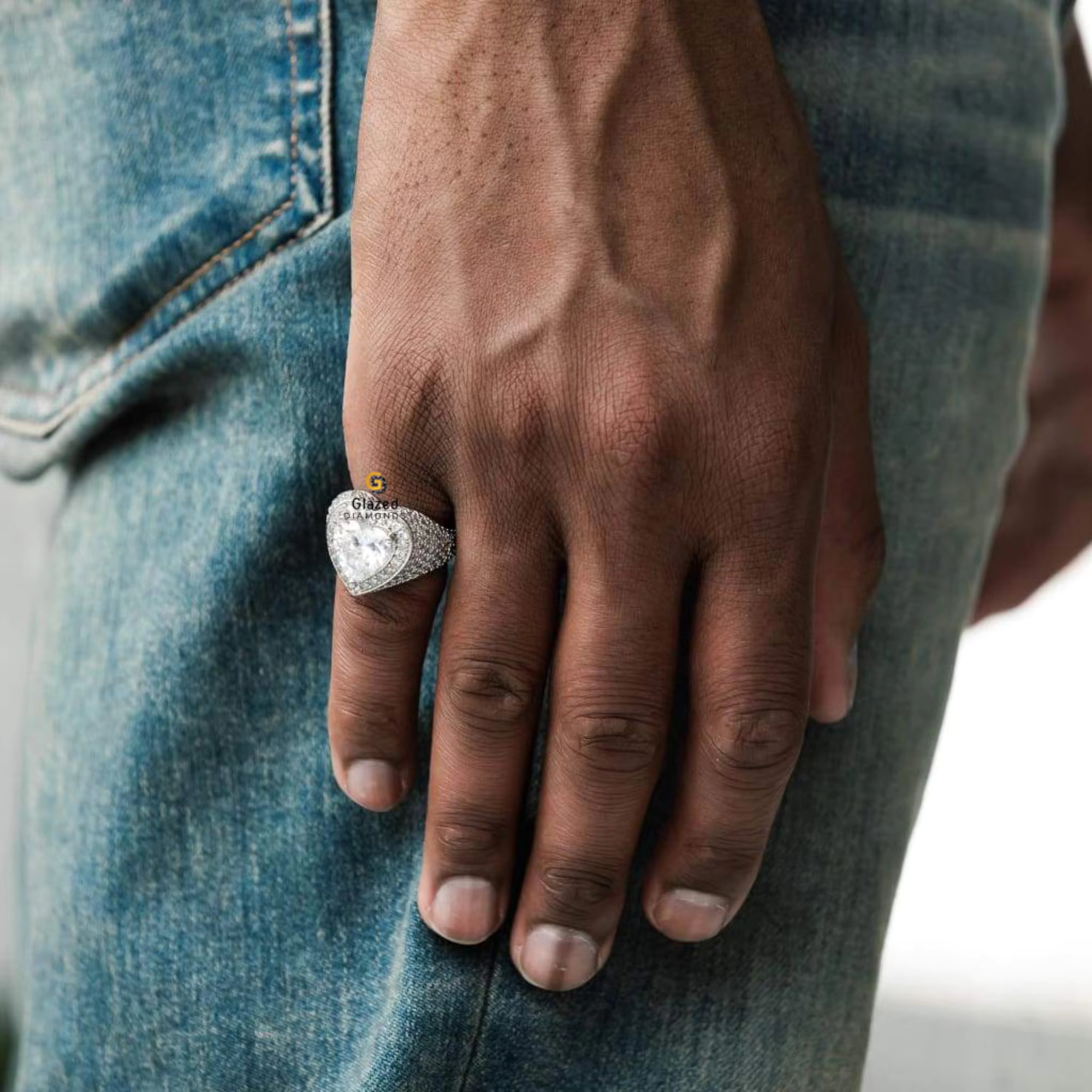 Industry Trending Diamond Jewelry Hip Hop Ring Crafted in 925 Sterling Silver Moissanite Diamond Ring Enhanced VVS Clarity