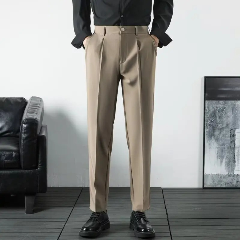 Spring and Autumn Korean Fashion Men Trousers High Quality Elegant Man Dress Pants Summer Classic Mens Formal Clothes 250313