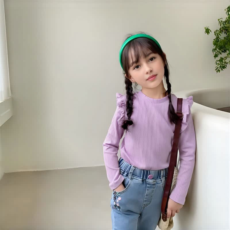 Ddmyshoesvip Girls Base Shirt For Spring And Autumn Children S Long Sleeved T Shirt Girls Inner Top Baby Hoodie Stylish Autumn Outfit