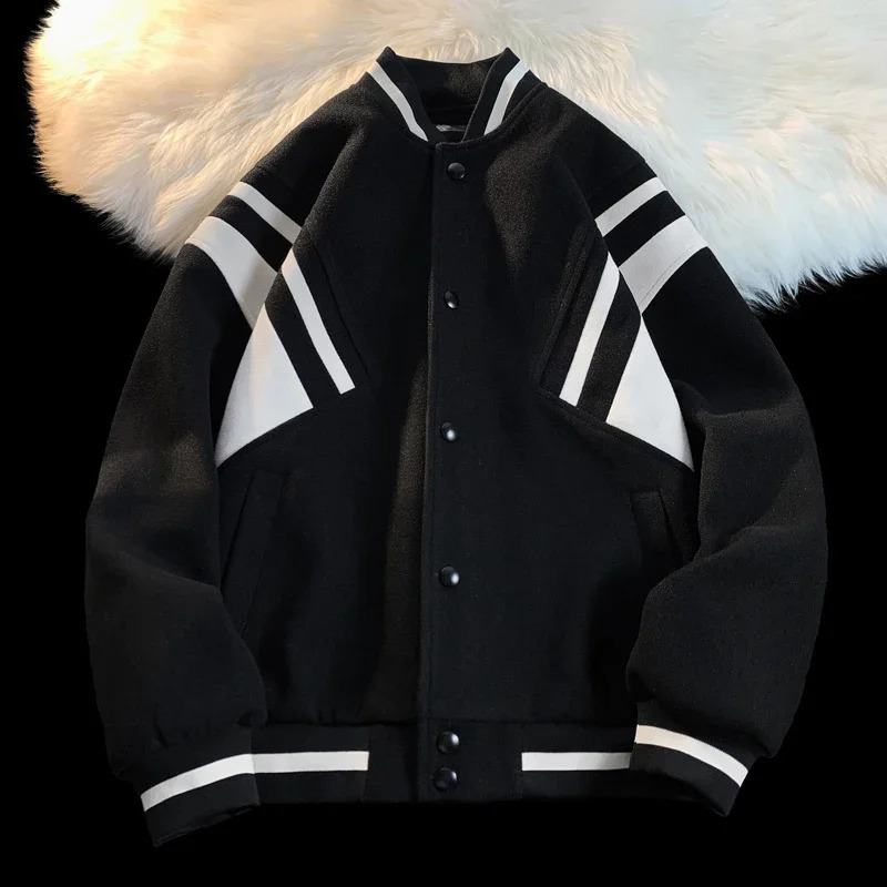 Bomber jacket mens and womens heavyweight hiphop patch work baseball collar uniform sports casual couple 250312