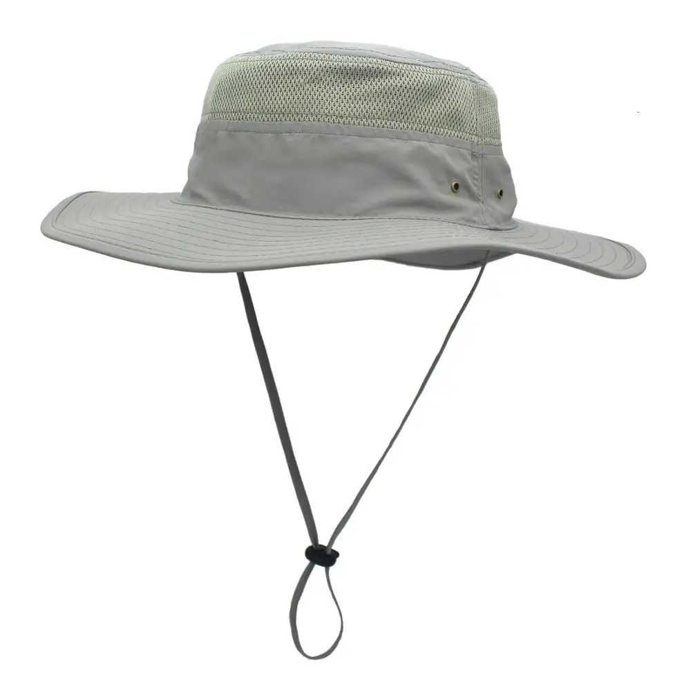 Connectyle Mens Summer Sun Hat UPF 50Wide Brim Breathable Bucket Hat Solid Adjustable Windproof Fishing Hat 250314