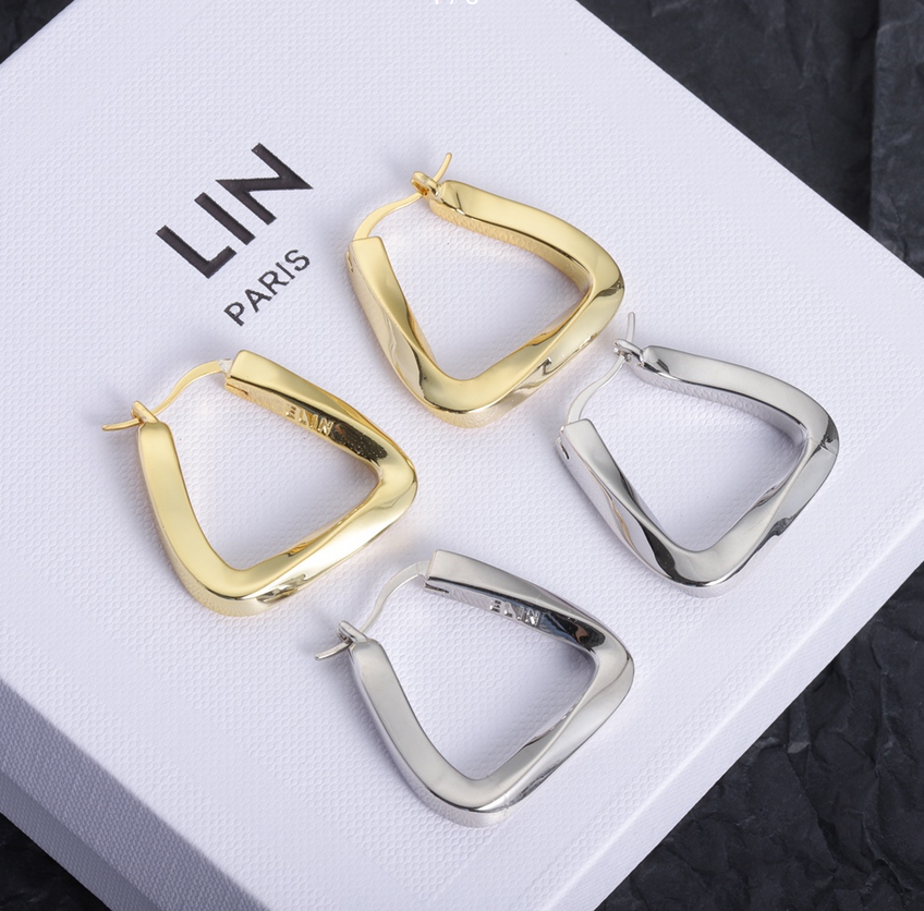 Simple Geometry Smooth Hoop Earring INS Fashion 18K Gold Silver Plated Eardrop Designer Earrings aretes orecchini for Women Bride Wedding Party Jewelry Gift