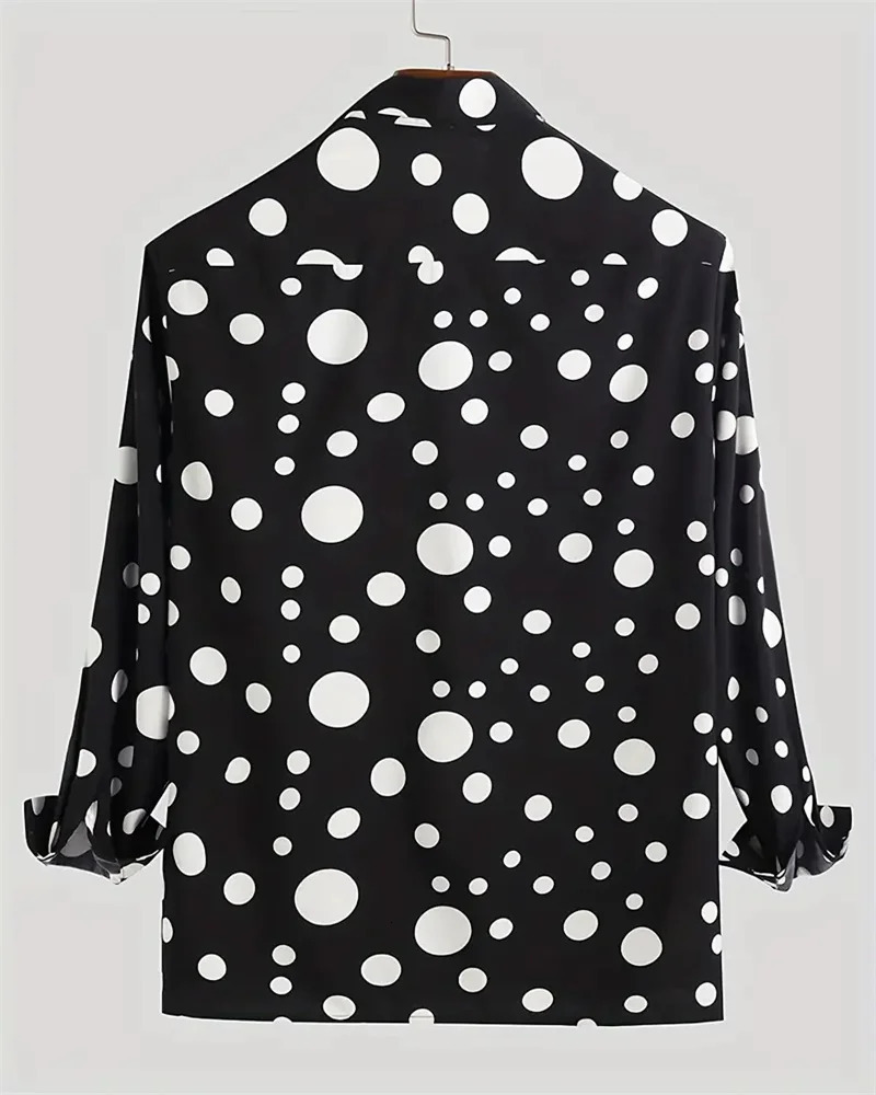 mens long sleeved shirt with polka dot collar long sleeved clothing for formal wear with polka dot printed buttons mens casual shirt 250314