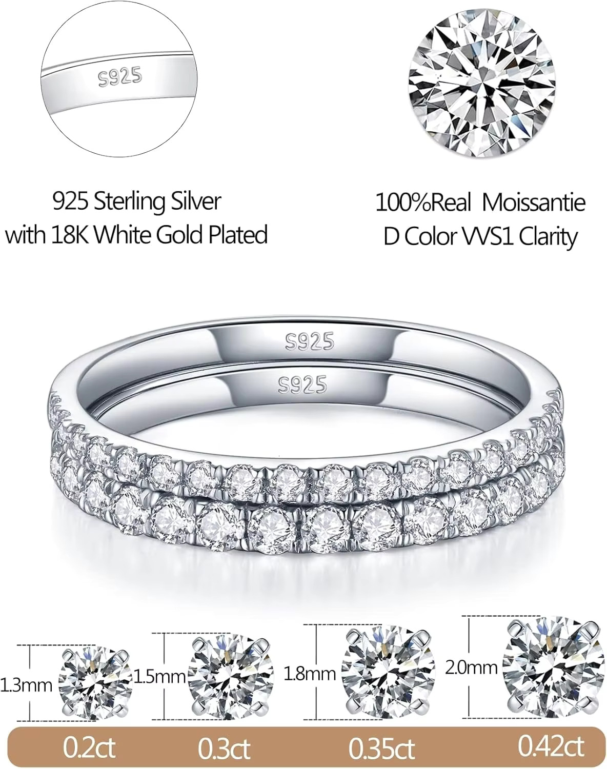 Moissanite Diamond Mens Two Tone One Piece Silicone Pure Gold Ring 3 Set Bands Mens Diamond Stainless Wedding Band