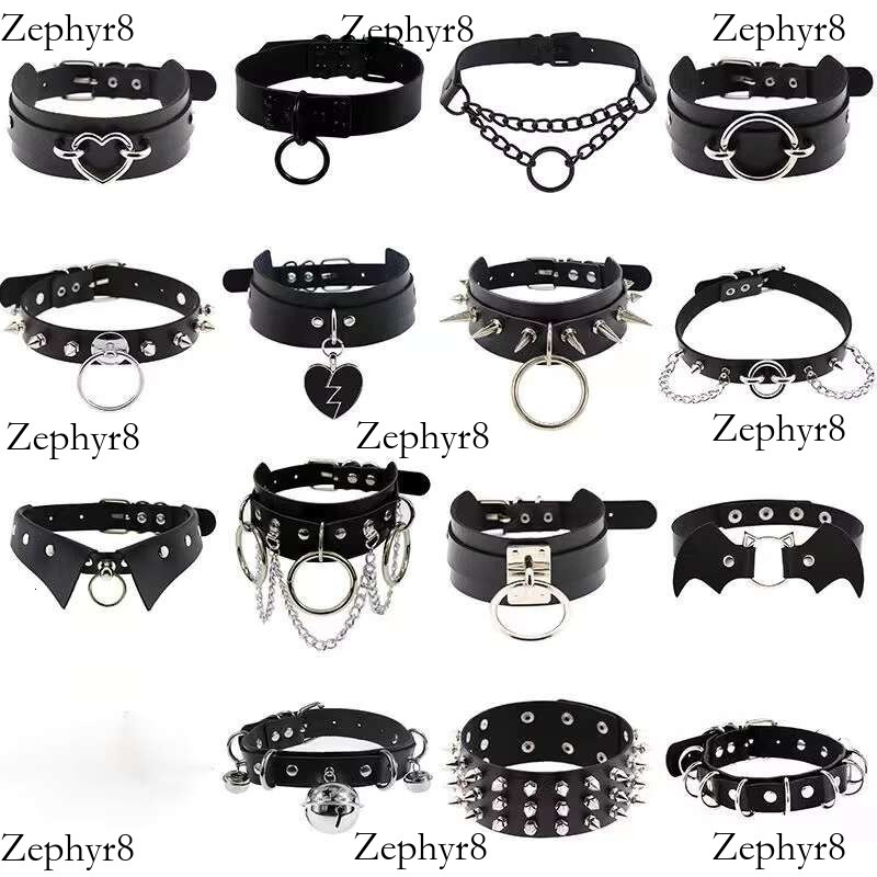 2025 New model Women Men Cool Punk Gothic Goth Spike Heart Shape Biker Choker PU Leather Collar Studded Rock Necklace