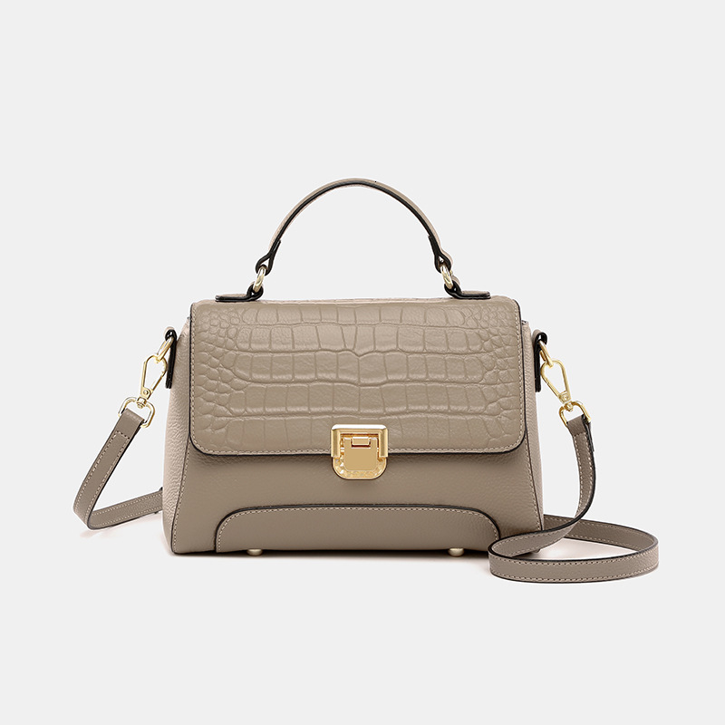 Genuine Leather Crocodile Pattern Top Layer Cowhide Shoulder 2024 New Trend Commuting Shopping High-End Feel Hand-Held Crossbody Bag