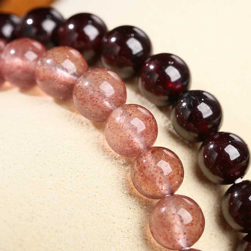 Korean Design Garnet Sterry Quartz Lucky Bracelets for Women Natural Stone Energy Stretch Bracelets Couple Party JewelryXJ250315