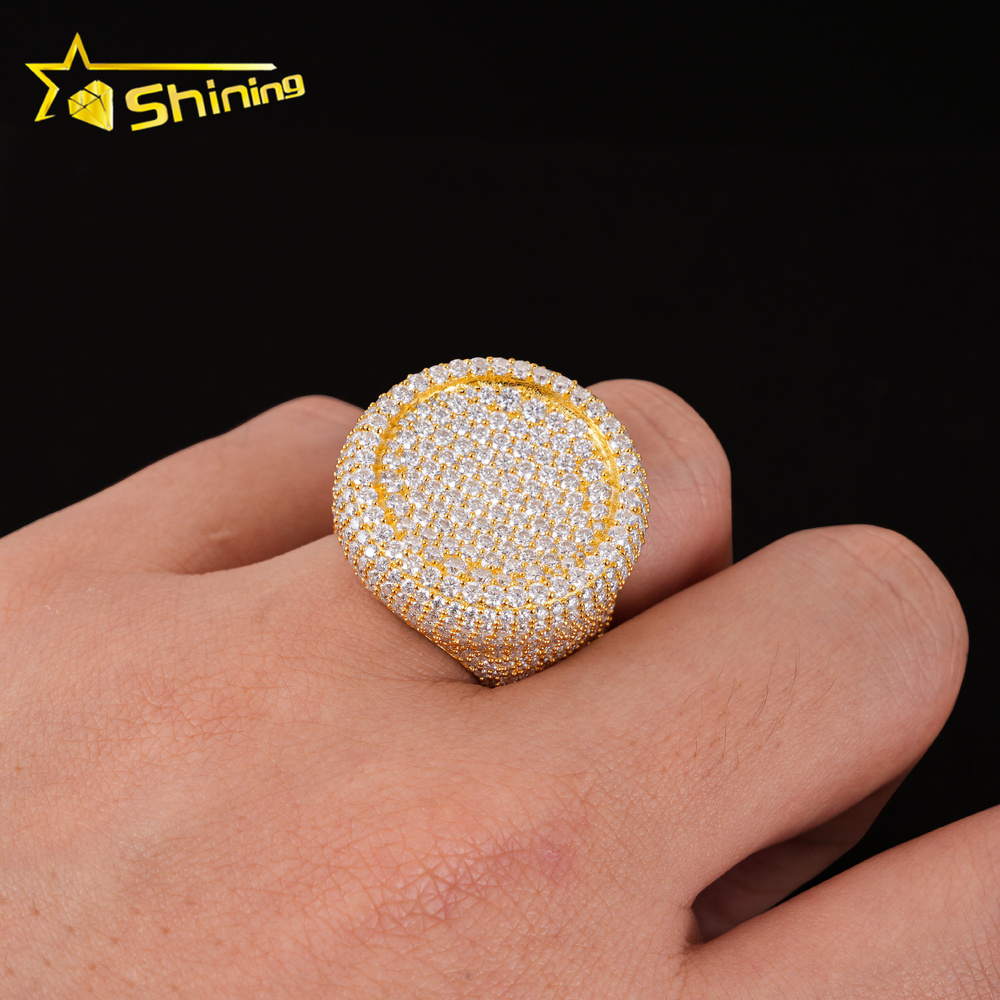 Luxury Style Custom Jewelry Silver 10k 14k 18k Vvs Moissanite Ring Hip Hop Jewelry Pass Diamond test Men Pinky Iced Out Ring