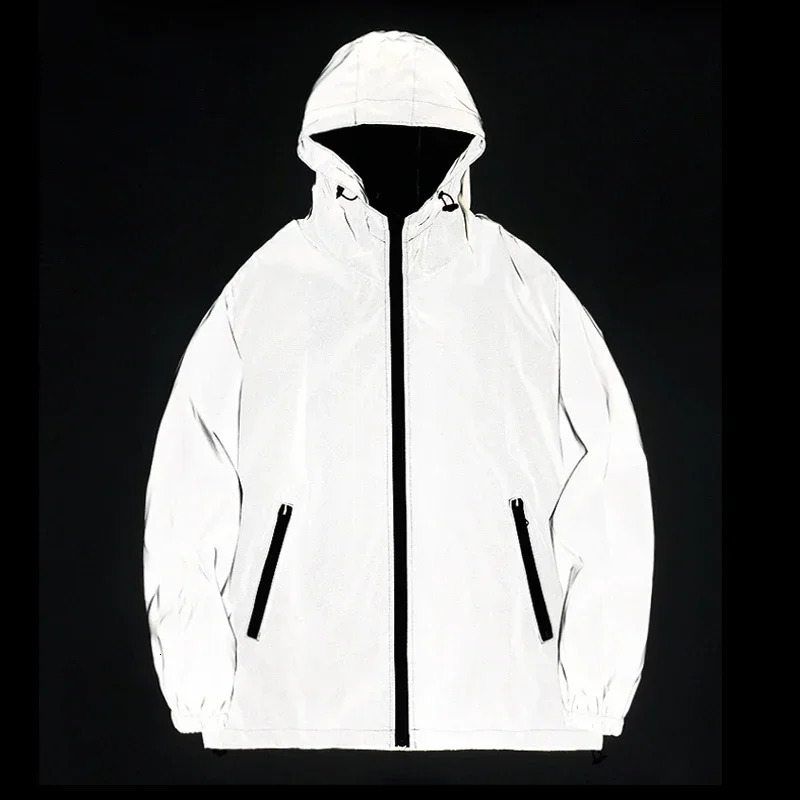 Couple Night Reflective Clothing Solid Color Jacket Polyester Student Mens Uniform Fashion Luminous Dancer Jacket 250312