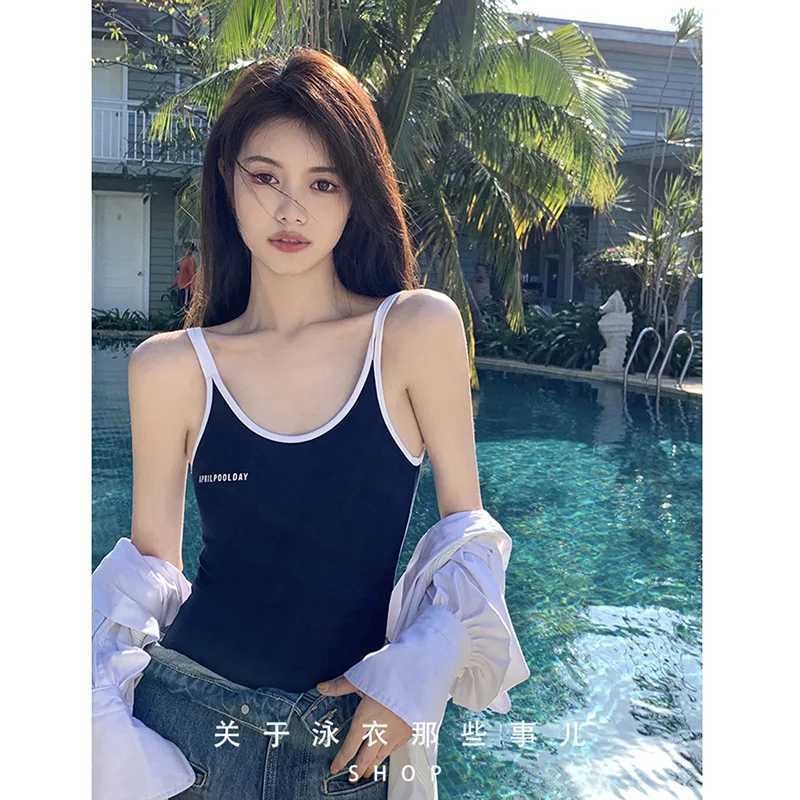 2023 New Japanese Sty Swimwear Two Piece Swimsuit Set Sexy Covering Belly Slim Conservative Hot Spring Small Breast BeachwearXJ250315