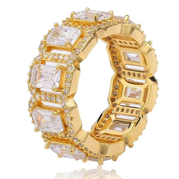 Qianjian Best Selling Custom 925 Silver Cuban Rings Fashion Jewelry With Iced Out Diamond Moissanite in Hip Hop Style