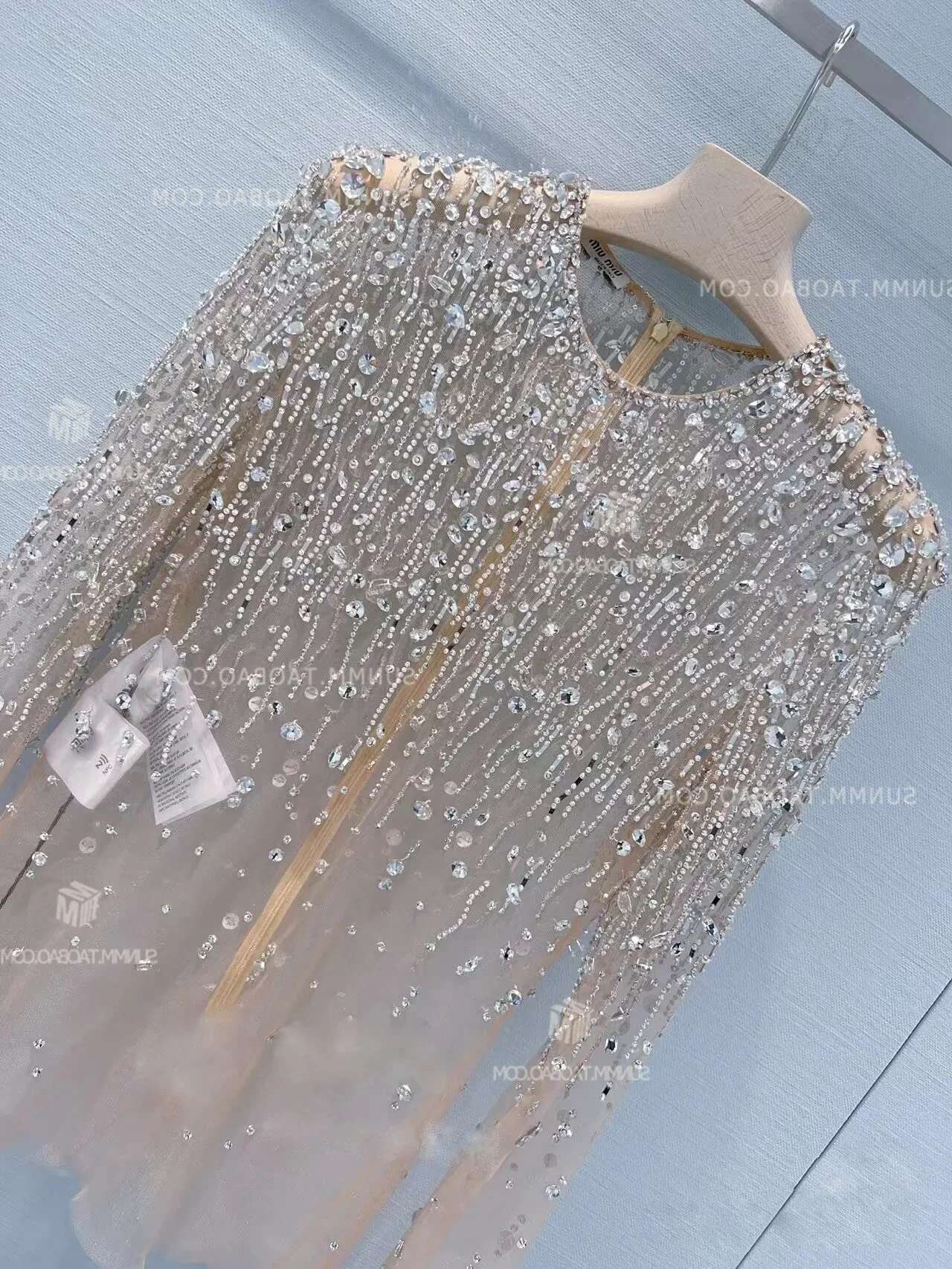 Women Fairy Sequined Mesh Blouse Perspective Sexy Gauze Tees Long Sleeve Beaded Blusas Jumpers Bottoming Shirts Crop Tops