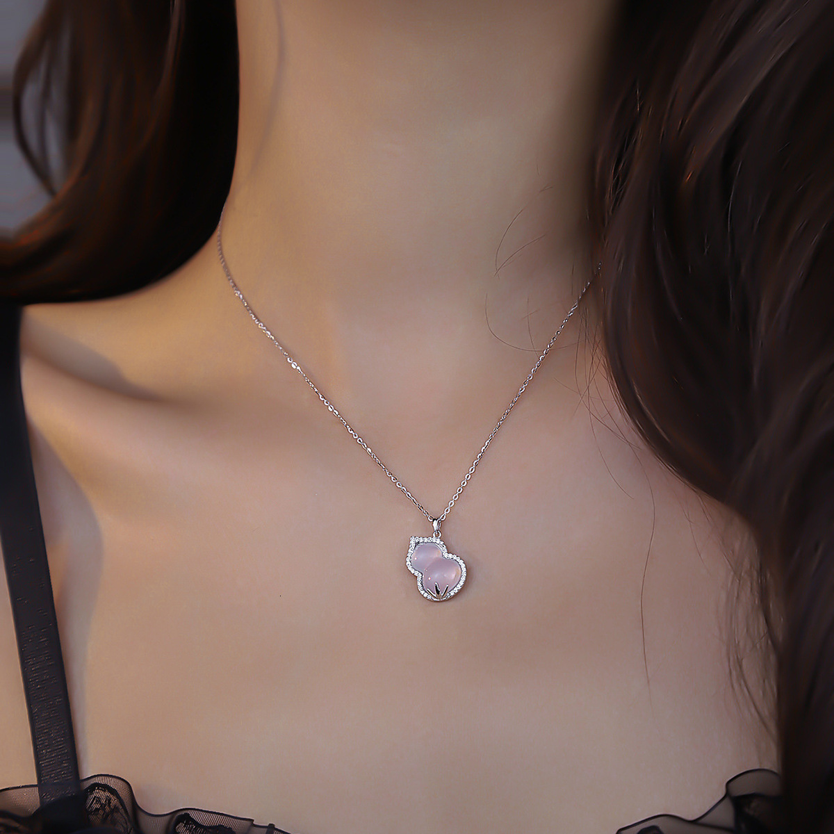 S925 Necklace Women's Net Red Sterling Silver Chalchalet Necklace Japanese And Korean Style Fashion Zircon Small New Follu Clavicle Chain