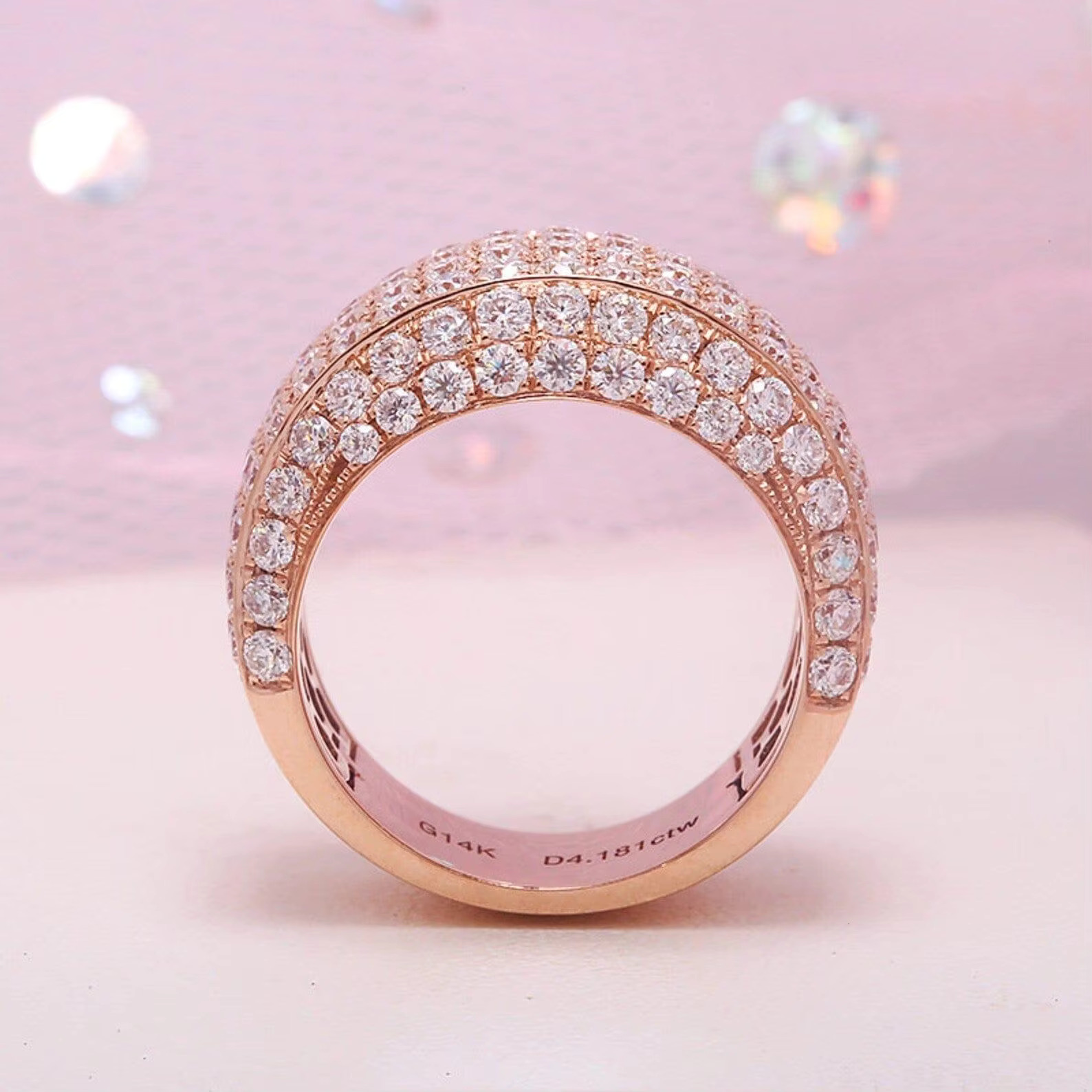 Mens Ring Trend Hip Hop Ice Out VVS Lab Grown 10K 14K 18K Gold Full Diamond Rounded Alphabet Ring Luxury Costume Jewelry