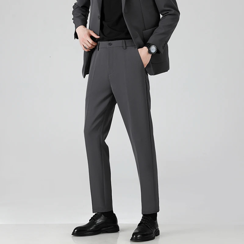 AutumnWinter Thick Mens Casual Pants Straight Loose Fashion Trend Business Versatile 9point Suit w250313