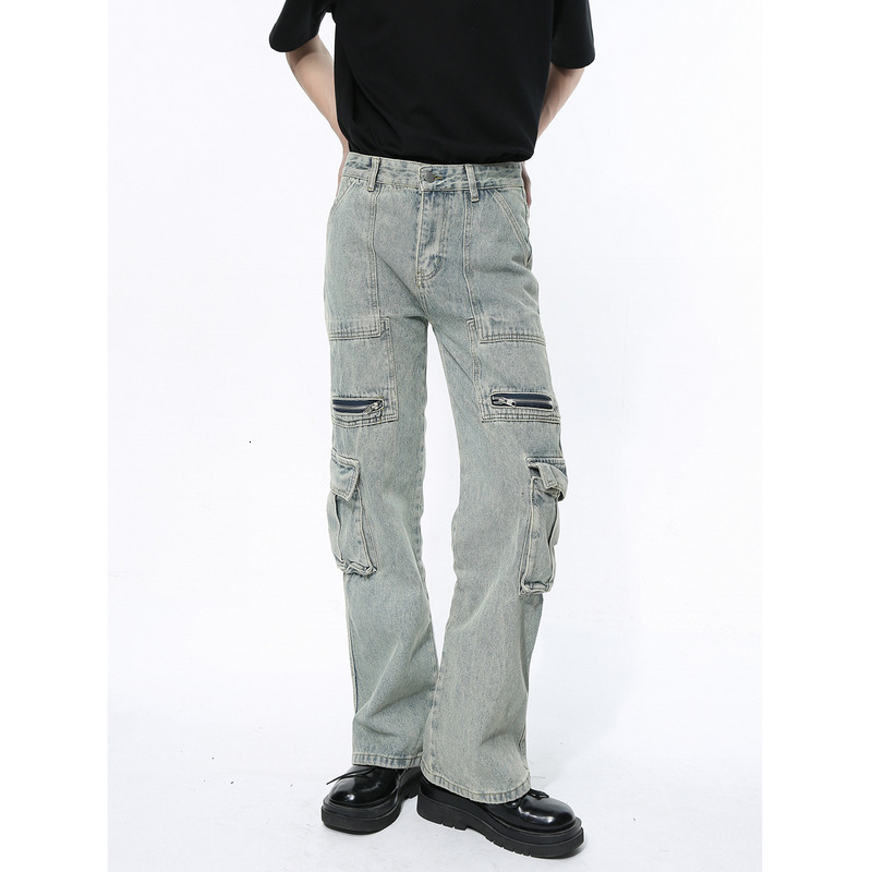 MTLCLOTHES Men's Wear | 2024 Spring New Product Pi Shuai Zipper Design Multi Pocket Work Jeans