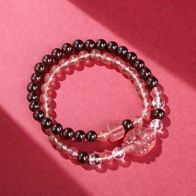 Korean Design Garnet Sterry Quartz Lucky Bracelets for Women Natural Stone Energy Stretch Bracelets Couple Party JewelryXJ250315