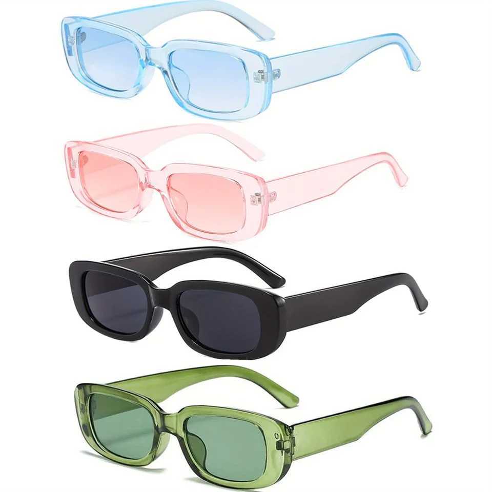 4pcs/set of rectangular framed sunglasses suitable for women and men can be colored Y2K fashionable sunglasses retro outdoor glasses UV400 W250315