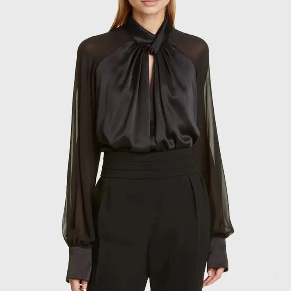 TWOTWINSTYLE Solid Minimalist Blouses For Women Stand Collar Long Sleeve Casual Pullovers Shirts Female Fashion Style Clothes