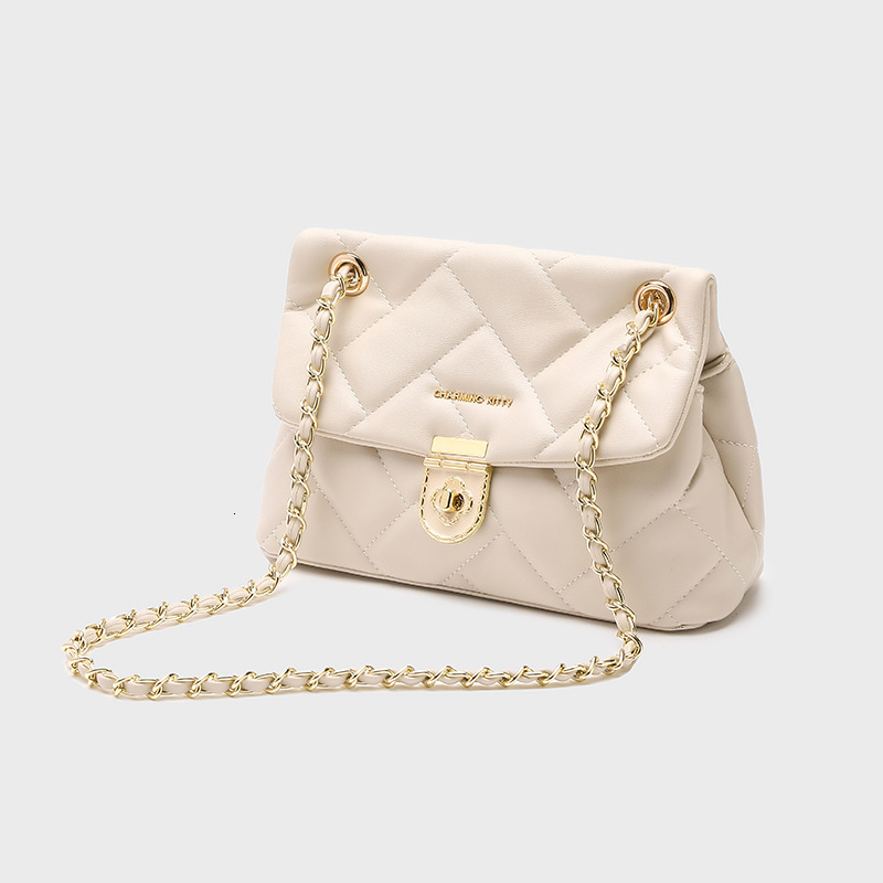 Bag For Women 2024 New Chain Niche Women's Diamond Grid Crossbody Armpit Single Shoulder High-End Feeling Light Luxury Small Square Bag