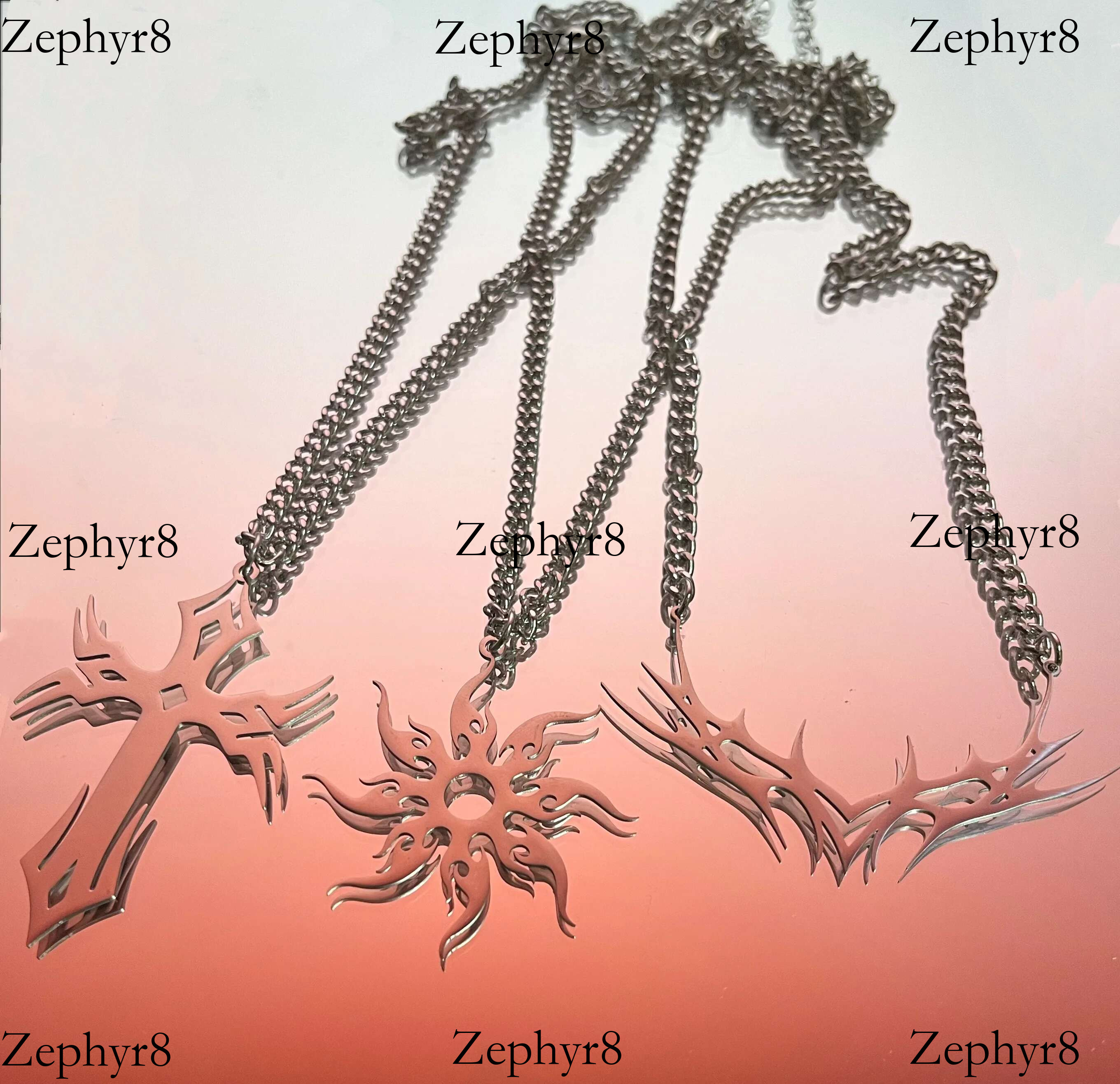 Punk Biochemical Crisis stainless steel necklace Pendant Hip Hop Sier Color Necklace for Women Men Couple Jewelry