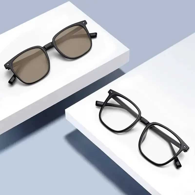 Sunglasses mens photochromic glasses square black thick frame anti blue light sunglasses UV400 W250315