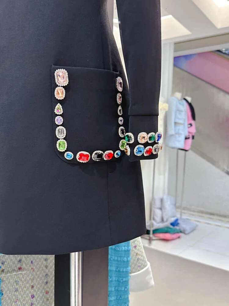 HIGH STREET Newest 2024 Designer Fashion Women's Colorful Dia Standing Neck Long Sleeve Dress