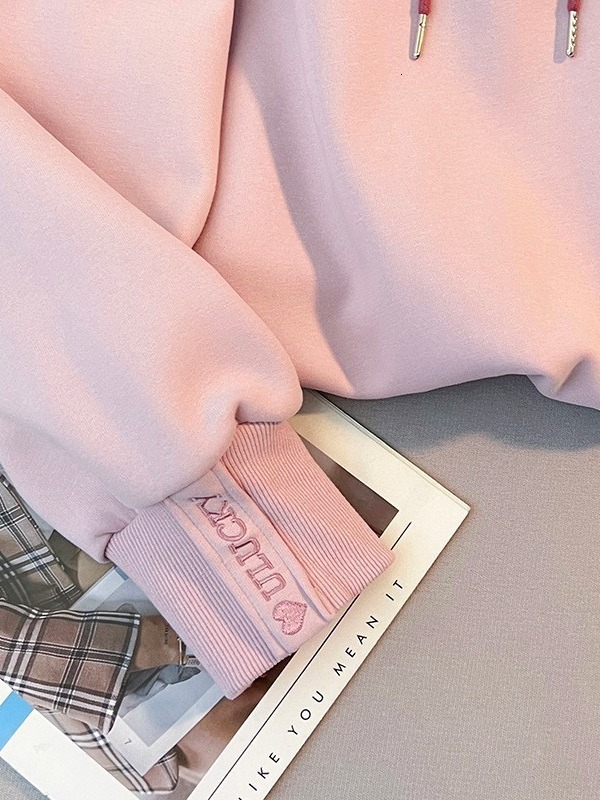 Ddmyshoesvip Girls Hoodie Spring Autumn New Outfit Stylish Little Girl Korean Version Autumn And Winter Plus Velvet Hooded Top Children S Clothing