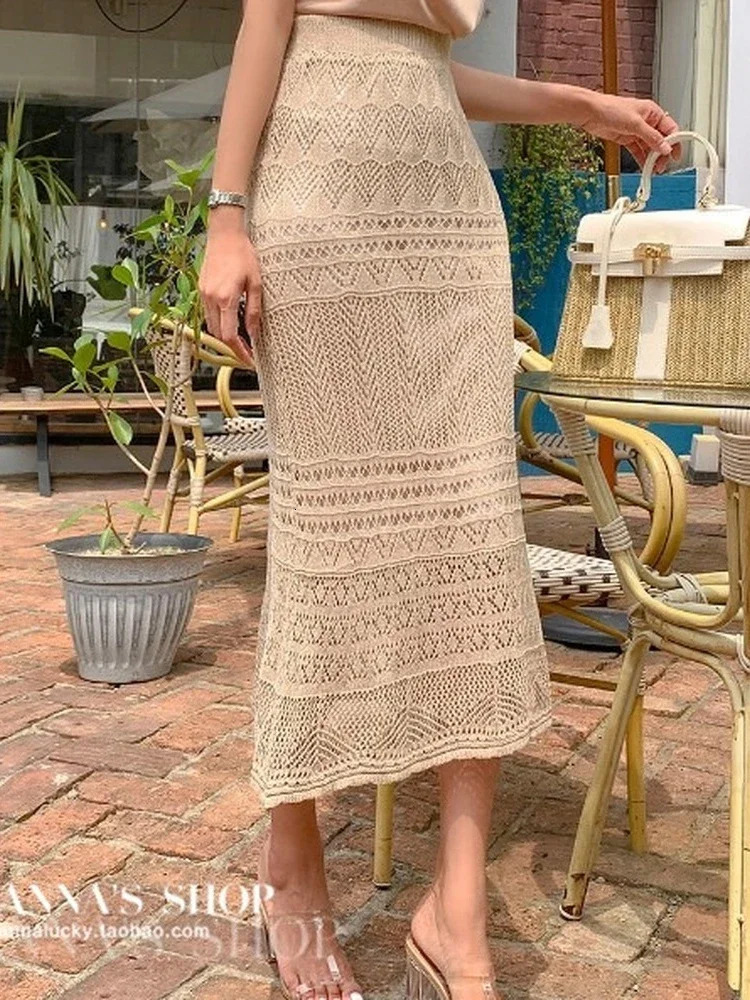 Women Skirt Summer Long Skirts Midi High Waist Girls Solid Vintage Sexy A Line Harajuku Y2k Kawaii Lace Pleated 250310
